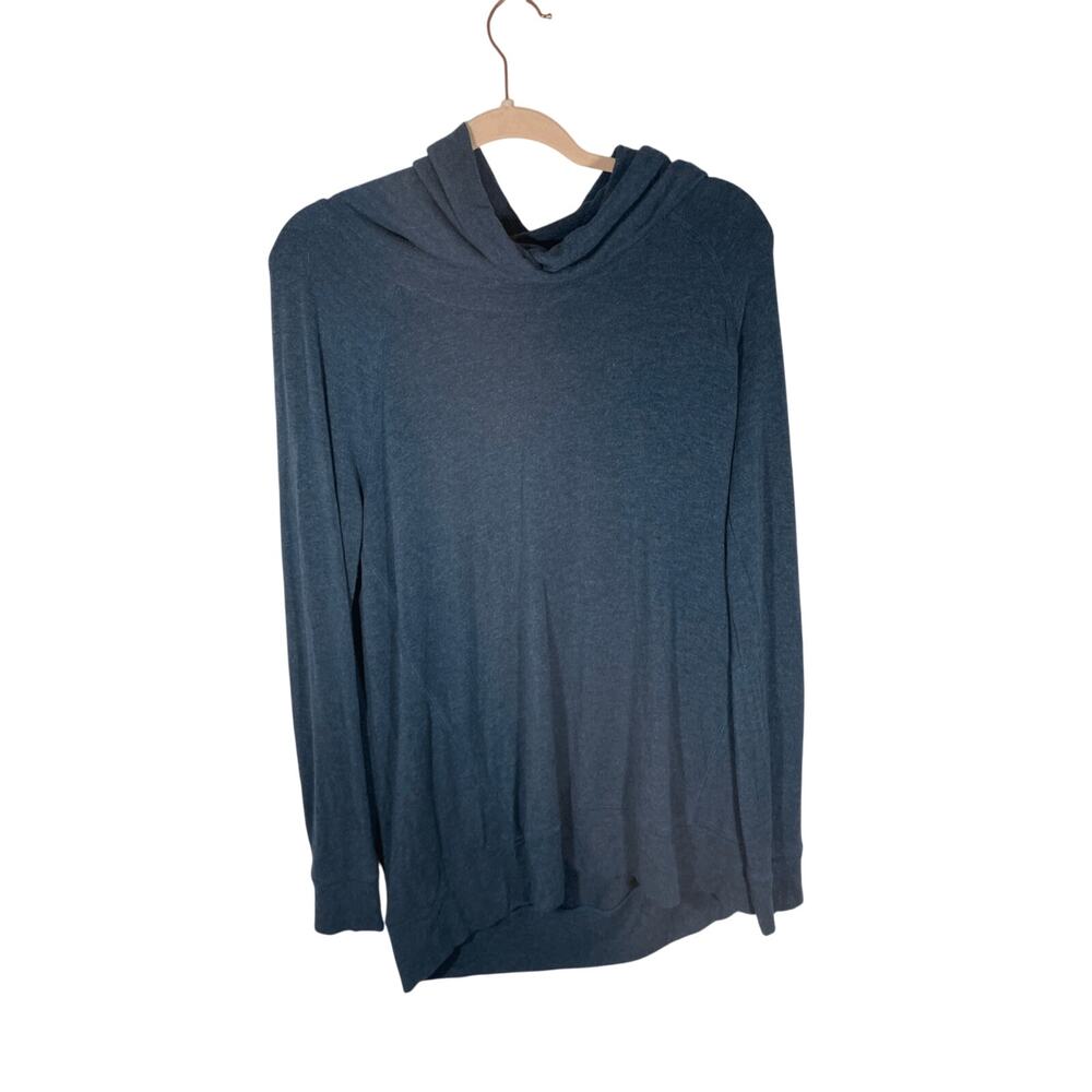 Lou & Grey Cowl Neck Tahiti Blue Medium Sweater Super Soft Cozy Comfy Loungwear